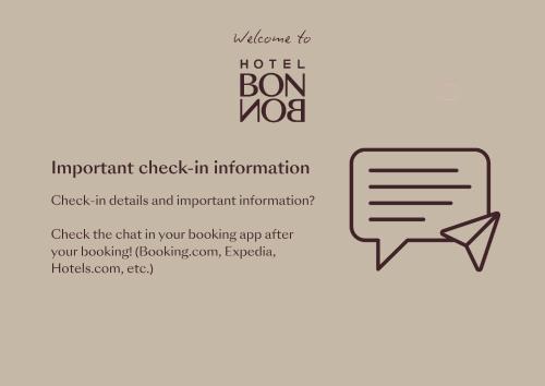 a speech bubble with a piece of paper and a document at Hotel BonBon in Rotterdam