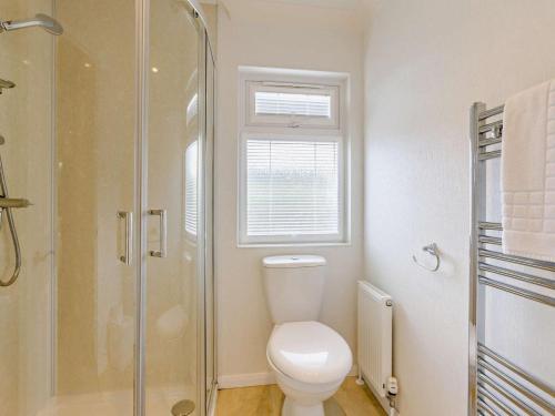 a bathroom with a toilet and a glass shower at 2 Bed in Okehampton oc-74242 in Okehampton