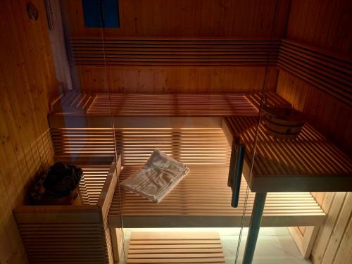 an inside view of a sauna with a glass floor at Parkhotel Montigeto in Passignano sul Trasimeno