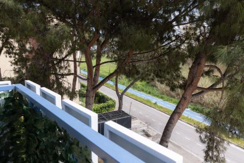 a white fence next to trees and a road at a 600 m dal mare B&B MARGHERITA Silvi Marina in Silvi Marina