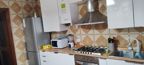 a kitchen with a sink and a refrigerator at Oleggio apartment in Oleggio