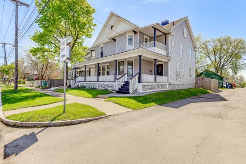 a large white house on a street at Walk to Niagara Falls! Family Home with Yard in Niagara Falls