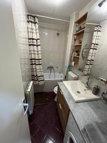 a bathroom with a sink and a bath tub at ANKA apartman in Smederevo