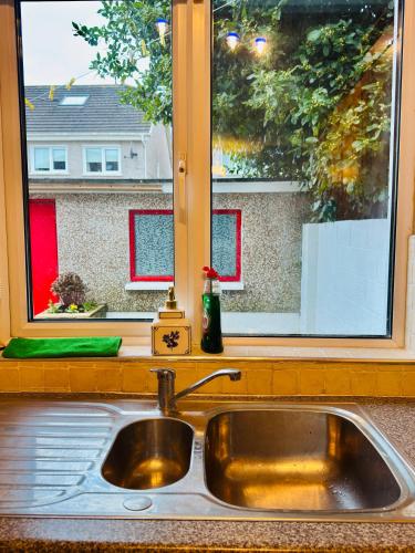 a kitchen sink in front of a window at The King's Imperial Suite in Drogheda