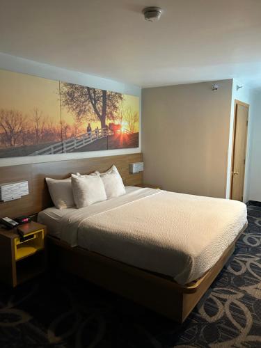 a bedroom with a bed with a painting on the wall at Days Inn by Wyndham Laramie in Laramie