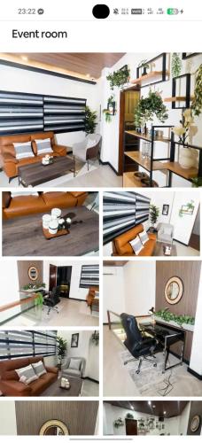 a collage of photos of a living room with furniture at Casa Junquera in Cebu City