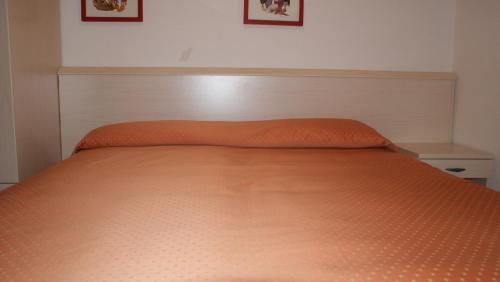 ein Bett mit einer orangefarbenen Decke darüber in der Unterkunft Studio in Lido di Jesolo 24796 in Lido di Jesolo