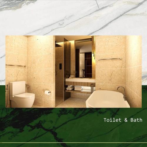 a bathroom with a toilet and a sink at Brio de Agoho Zambales by Cherry in Candelaria