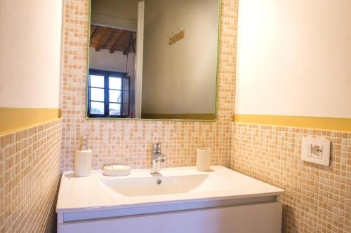 a bathroom with a sink and a mirror at Dimora del Passaggio in Castiglion Fiorentino