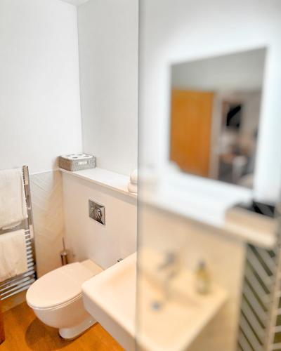 a bathroom with a toilet and a sink at Haslar Rooms in Gosport