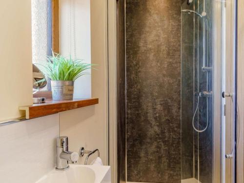 a bathroom with a shower with a sink and a shower at 3 Bed in Lampeter oc-86506 in Cellan