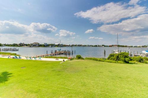 a view of a body of water with a dock at The Treehouse On the Bay in Pensacola Beach