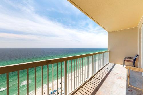 a balcony with a view of the ocean at Seychelles Beach Resort 2001 in Panama City Beach