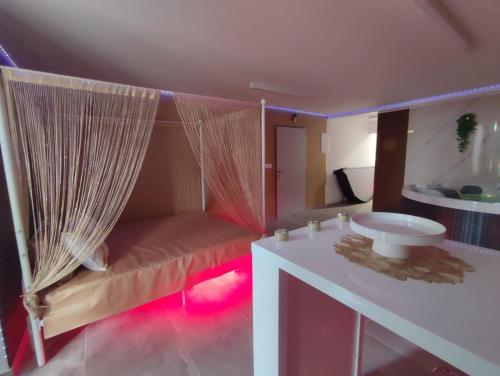 a room with a couch and a sink in a room at VIP Wellness apartma Immortality in Zgornja Velka