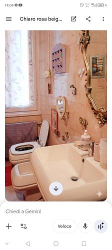 a bathroom with a toilet and a sink at B&B Amarantha Gothica Genoa in Genoa
