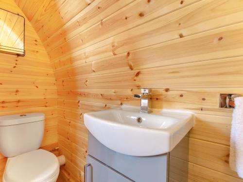 a bathroom with a white sink and a toilet at 1 Bed in Conwy oc-95222 in Conwy