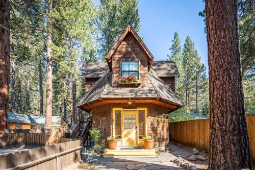 a tiny house in the woods at The Gingerbread Cottage in Kings Beach