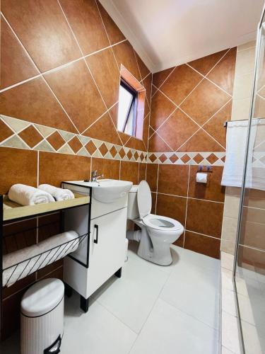 a bathroom with a toilet and a sink at Ruka Manor B&B in Strand