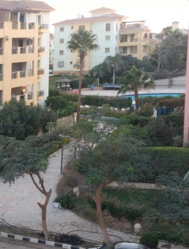 a view of a park with trees and buildings at Building 211, Gulf 2, Apartment 403 in ‘Ezbet `Abd el-Ḥamîd