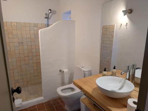 a bathroom with a sink and a toilet at Herdade dos Calvinos, Monte 2 - Alandroal in Parreiras