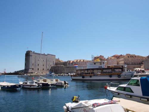 a group of boats are docked in a harbor at Miró Studio Apartments Dubrovnik in Dubrovnik