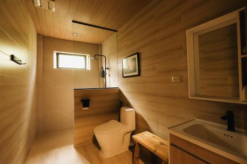 a bathroom with a toilet and a sink at 150 Peakway Mountain Resort in Dalaguete