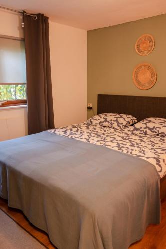 a bedroom with a bed and a window at Casa Chill, fijn, vrijstaand chalet bij bos in Anloo