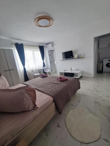 a bedroom with a large bed in a room at Little Escape in Brăila