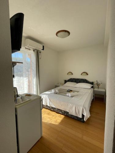 a bedroom with a bed and a sink in it at Villa Ivanovic in Budva