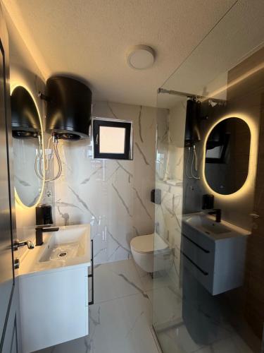 a bathroom with a sink and a toilet at Woodhouse in Bijelo Polje