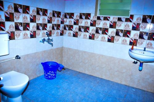 a bathroom with a toilet and a sink at Immanamane Homestay in Chikmagalūr