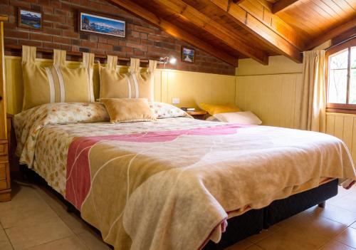 a bedroom with a large bed in a room at Cabaña LOW COST in El Bolsón