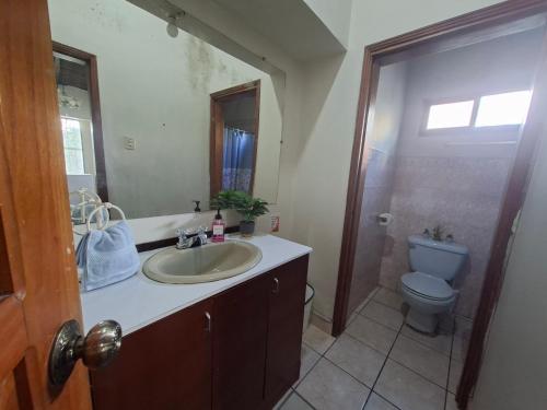 a bathroom with a sink and a toilet at Tulip House in Comayagua