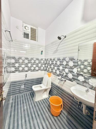 a bathroom with a toilet and a sink at Elite Apartment in Hyderabad