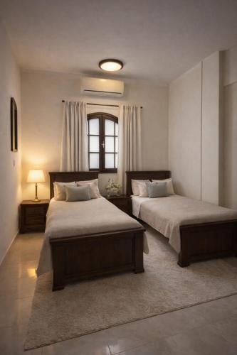 a bedroom with two beds and a window at Luxor flats and apartments in Luxor