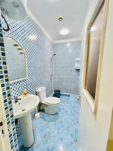 a bathroom with a toilet and a sink at sun house tamraght in Tamraght Ouzdar