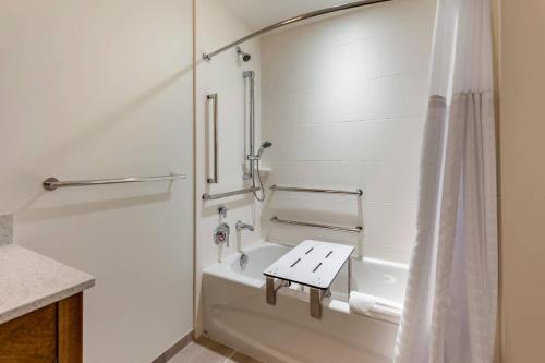 a white bathroom with a tub and a sink at Comfort Inn & Suites Pittsburgh-Northshore in Pittsburgh