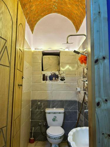 a small bathroom with a toilet and a sink at Amir Nile Guest house in Aswan