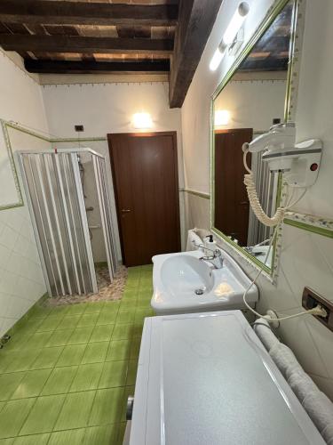 a bathroom with a sink and a mirror at Agriturismo Aggazzotti in Colombaro