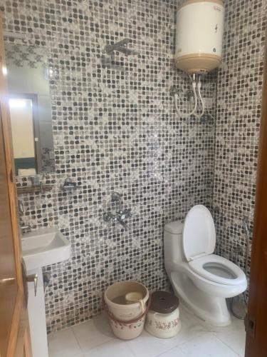 a bathroom with a toilet and a sink at Ranas B&B in Shimla