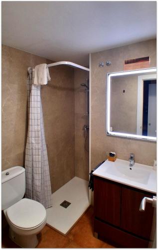 a bathroom with a toilet and a sink at Sorrosal in Broto