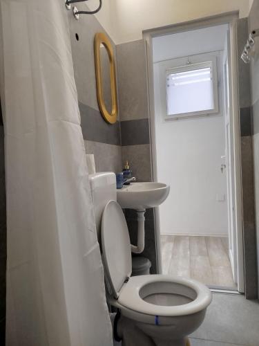 a bathroom with a toilet and a sink at Mejdan II in Mostar