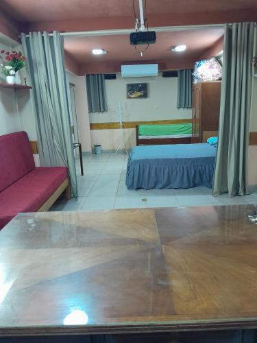a living room with a bed and a couch at Apartamento comodo in Asunción