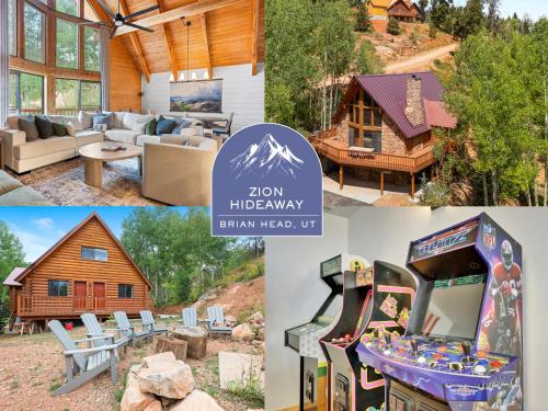a collage of pictures of a cabin at Arcade Games Brian Head Resort Newly Renovated in Brian Head