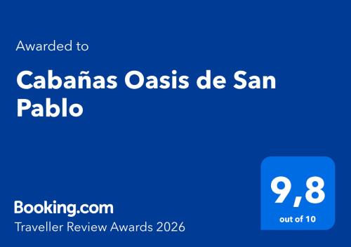 a screenshot of a cell phone with the textaza casias osias de san at Cabañas Oasis de San Pablo in San Pablo