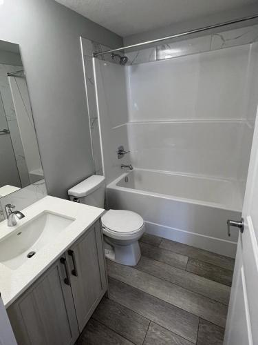 ein Badezimmer mit Waschbecken, Toilette und Badewanne in der Unterkunft Authentic Suite - New Cozy 1 BR 1 Bath, 2 Guest in 