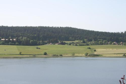 a large body of water with trees in the background at Auberge du château de Joux in La Cluse et Mijoux
