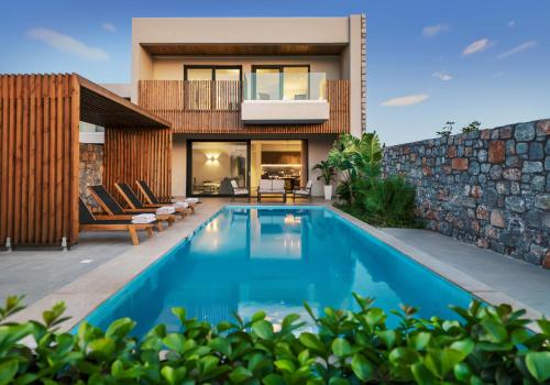 a pool in the backyard of a house at Aethrion Villas & Suites in Gennadi