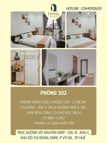 a flyer for a hotel room with a bed at DeHa Homestay in Kon Rung (1)