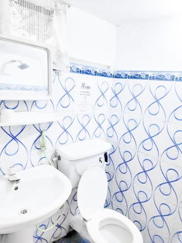 a bathroom with a toilet and a sink at JP Rest House in Trincomalee